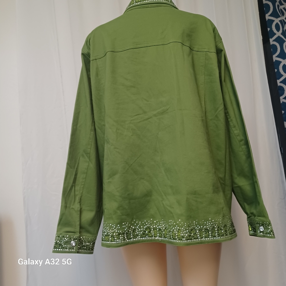 QUAKER FACTORY SIZE 3X Green Embellished Women's Jacket - Picture 8 of 13